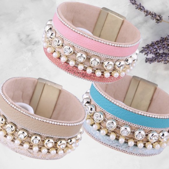 Jewelry - Magnetic Cuff Bracelet - Teal, Pink or Tan